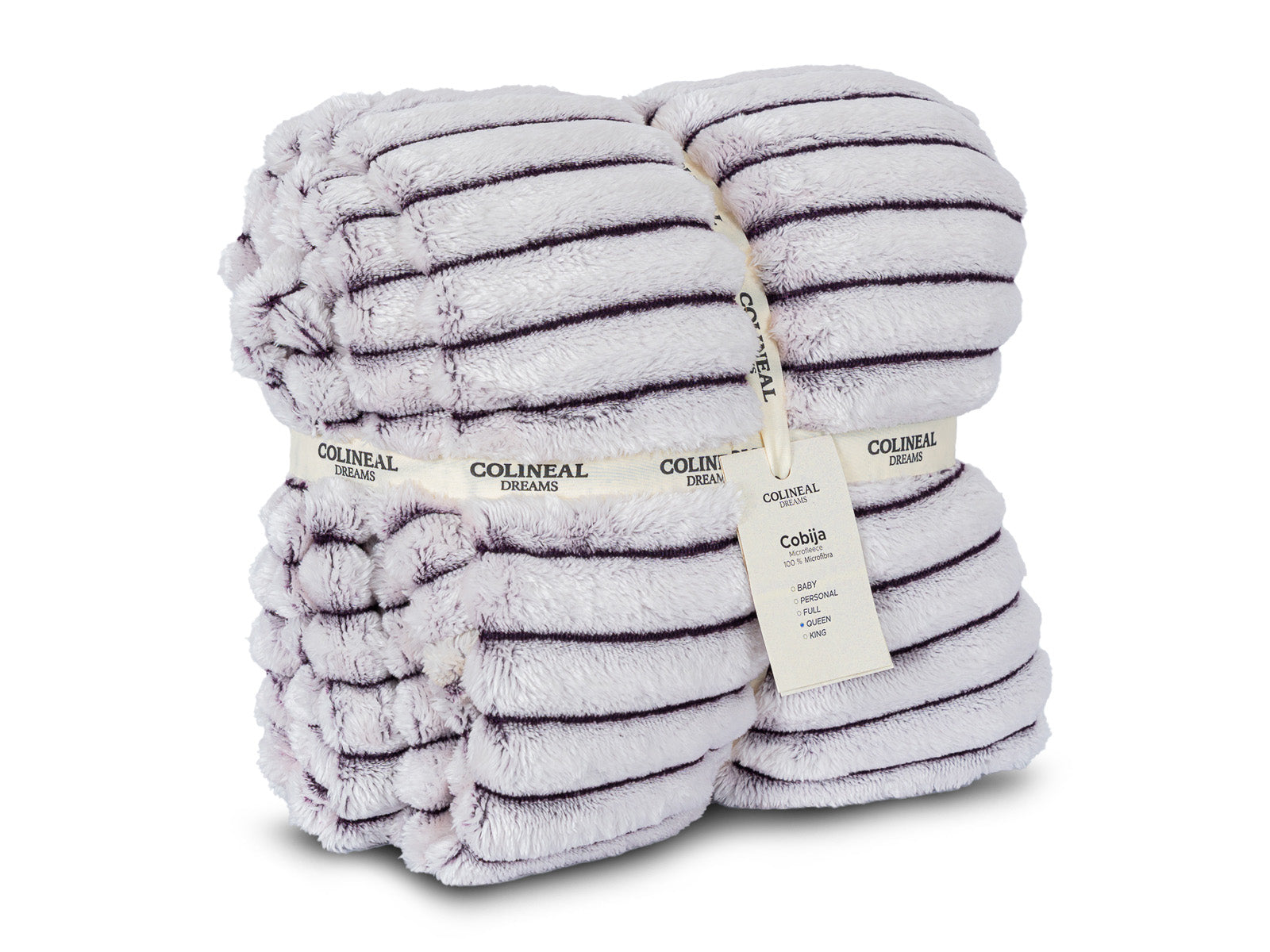 Cobija Glam Microfleece Queen #Color_PlataGrisAcanalada