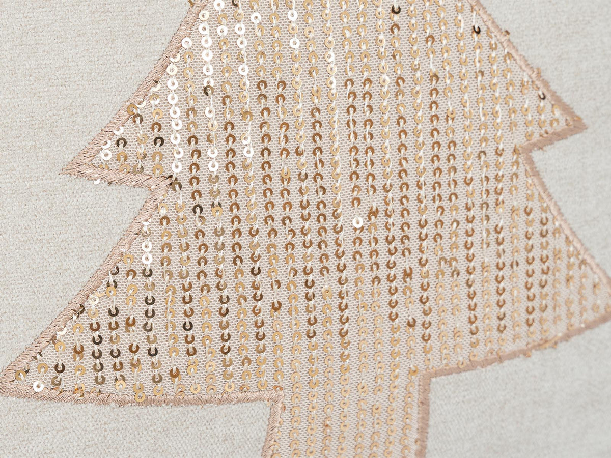 Cojin Navidad Gold Arbol Beige Cuadrado Pequeño