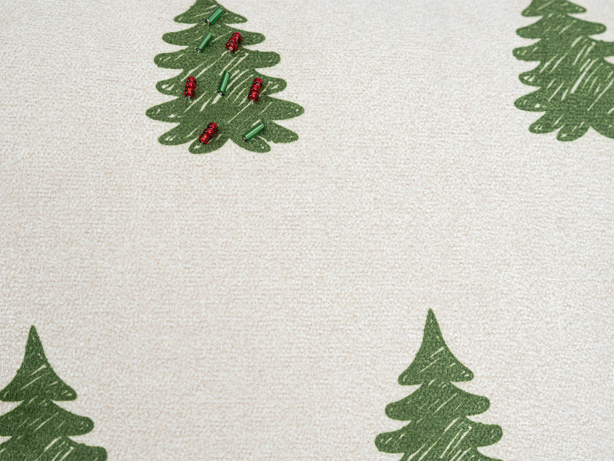 Cojin Navidad Claus Trees Beige Cuadrado Pequeño
