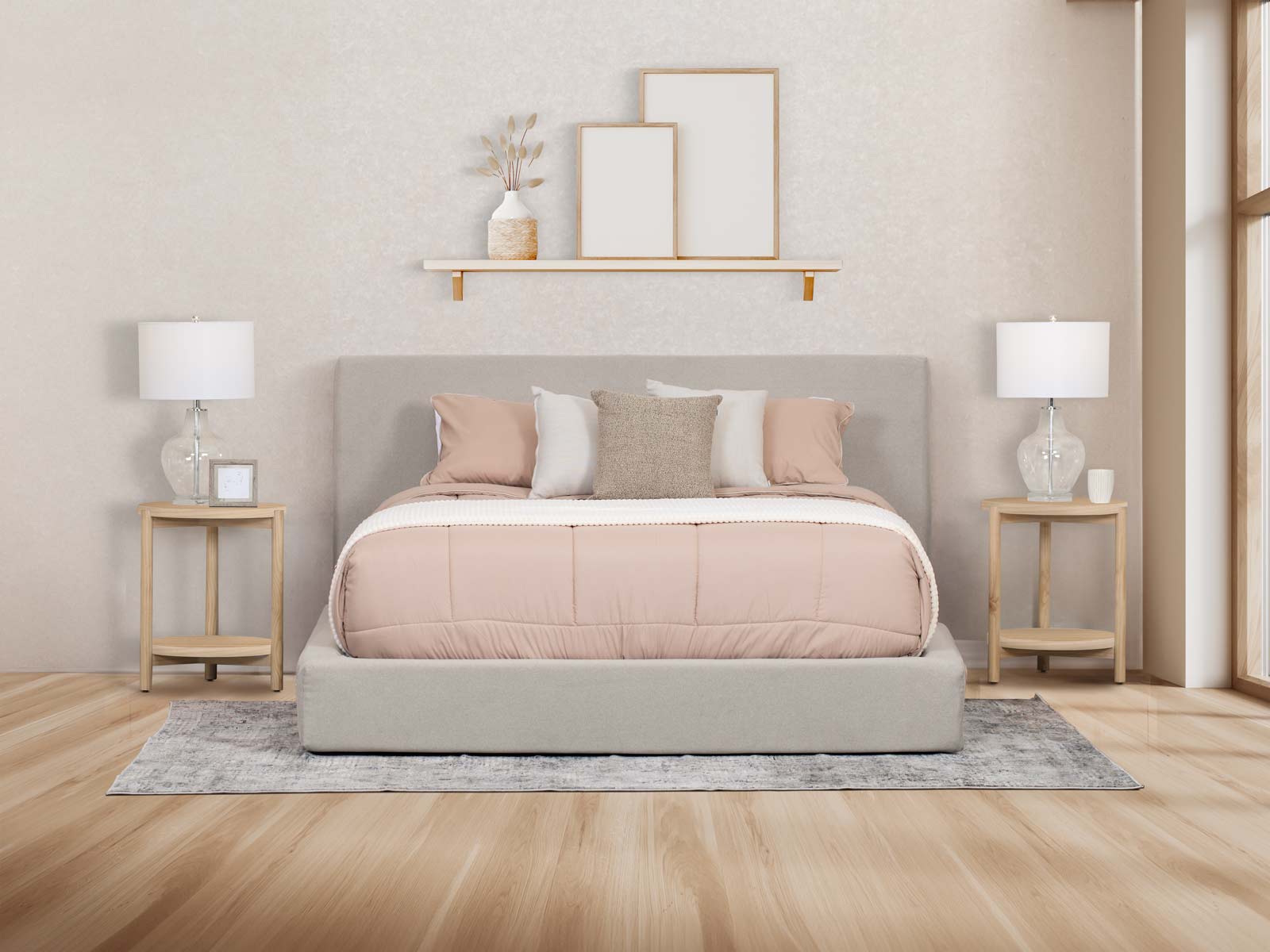 Cama Anny Beige + Colchon Dreamy Plus