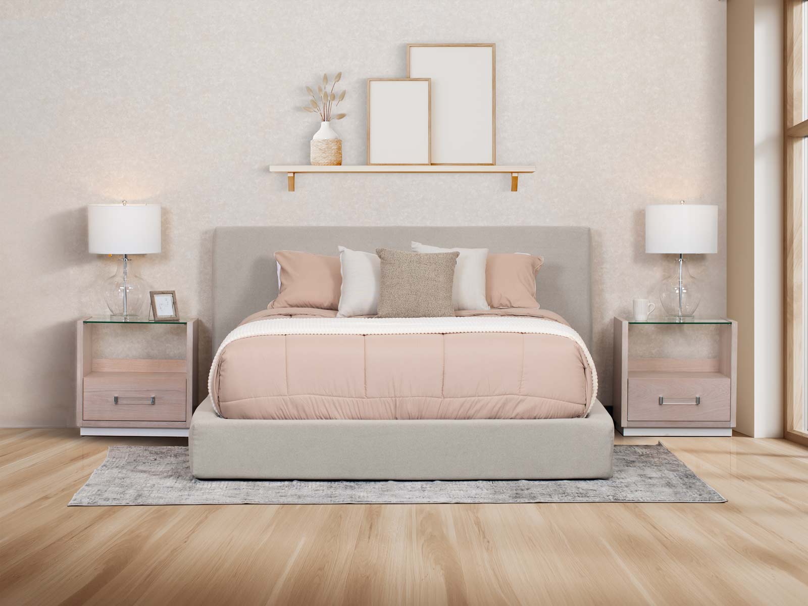 Cama Anny Beige + Colchon Dreamy Plus