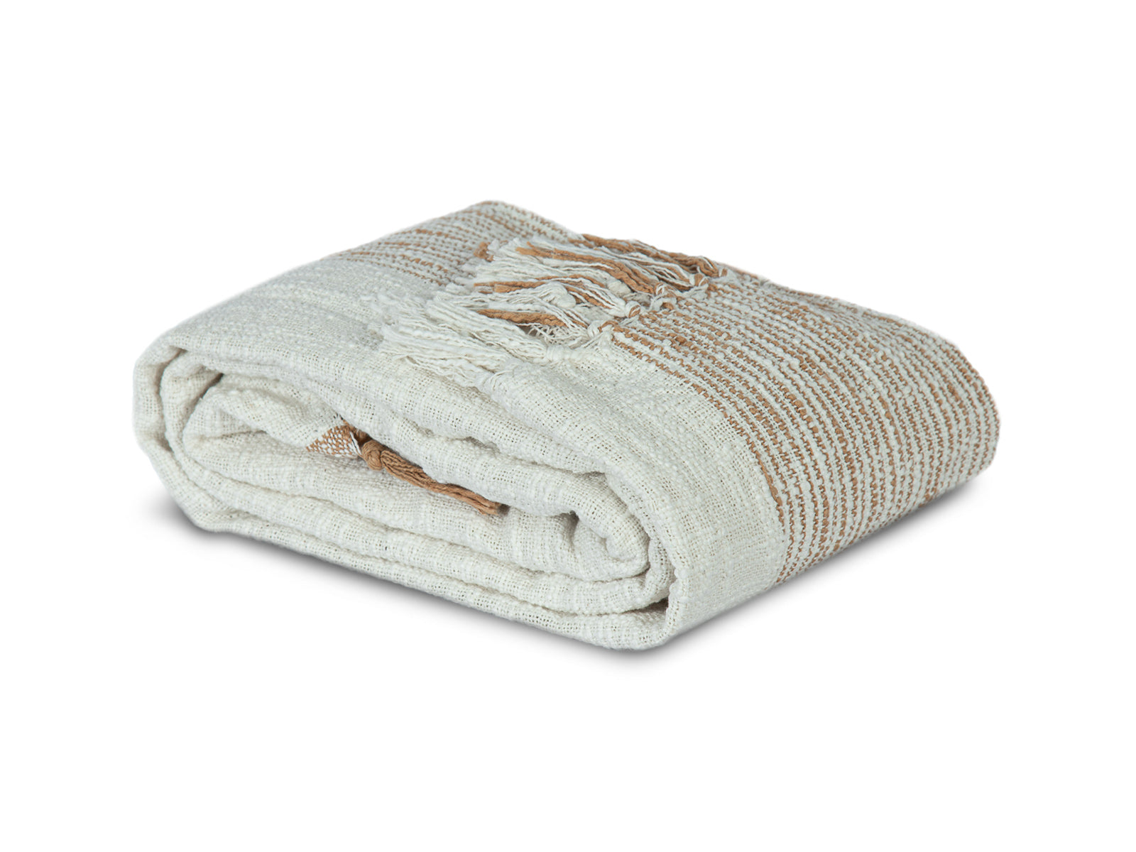 Manta Camel Decorativa Ivory 100% Algodon