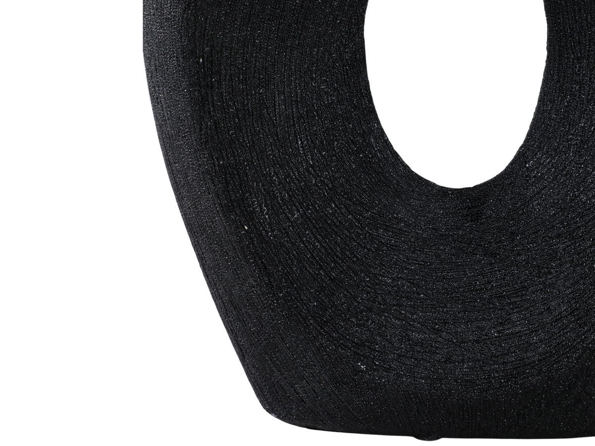 Jarron Negro de Ceramica Calado con Cuentas