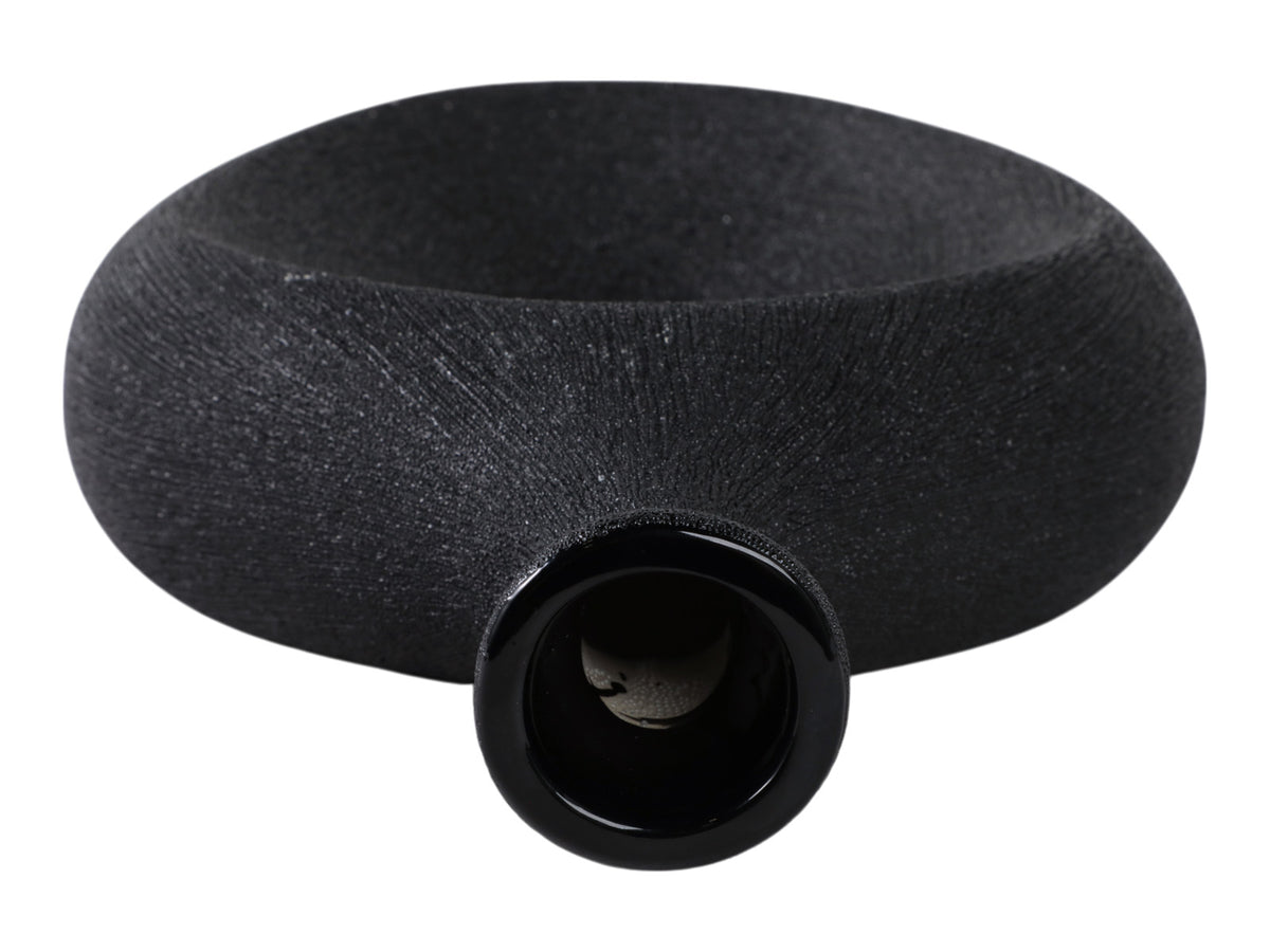 Jarron Negro de Ceramica Calado con Cuentas