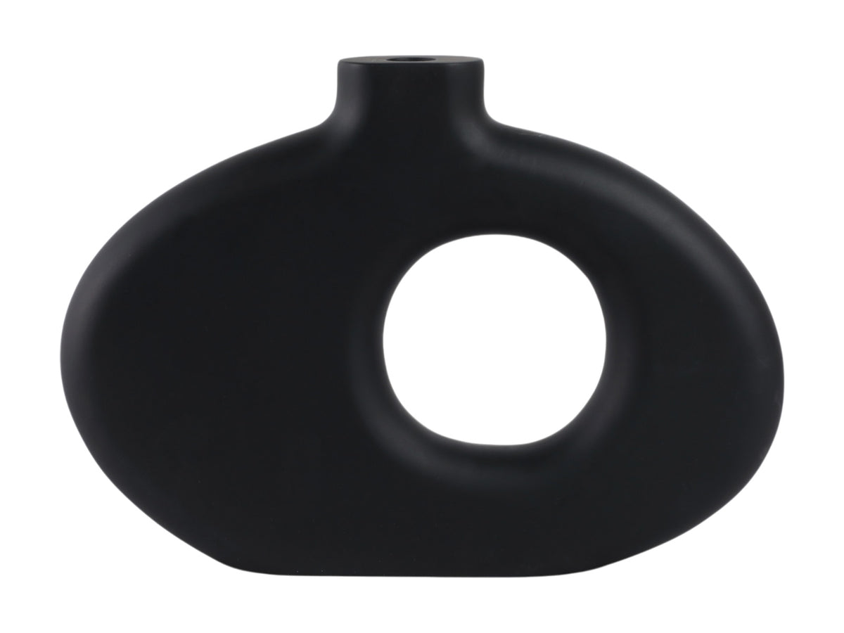 Jarron Negro de Madera Calado