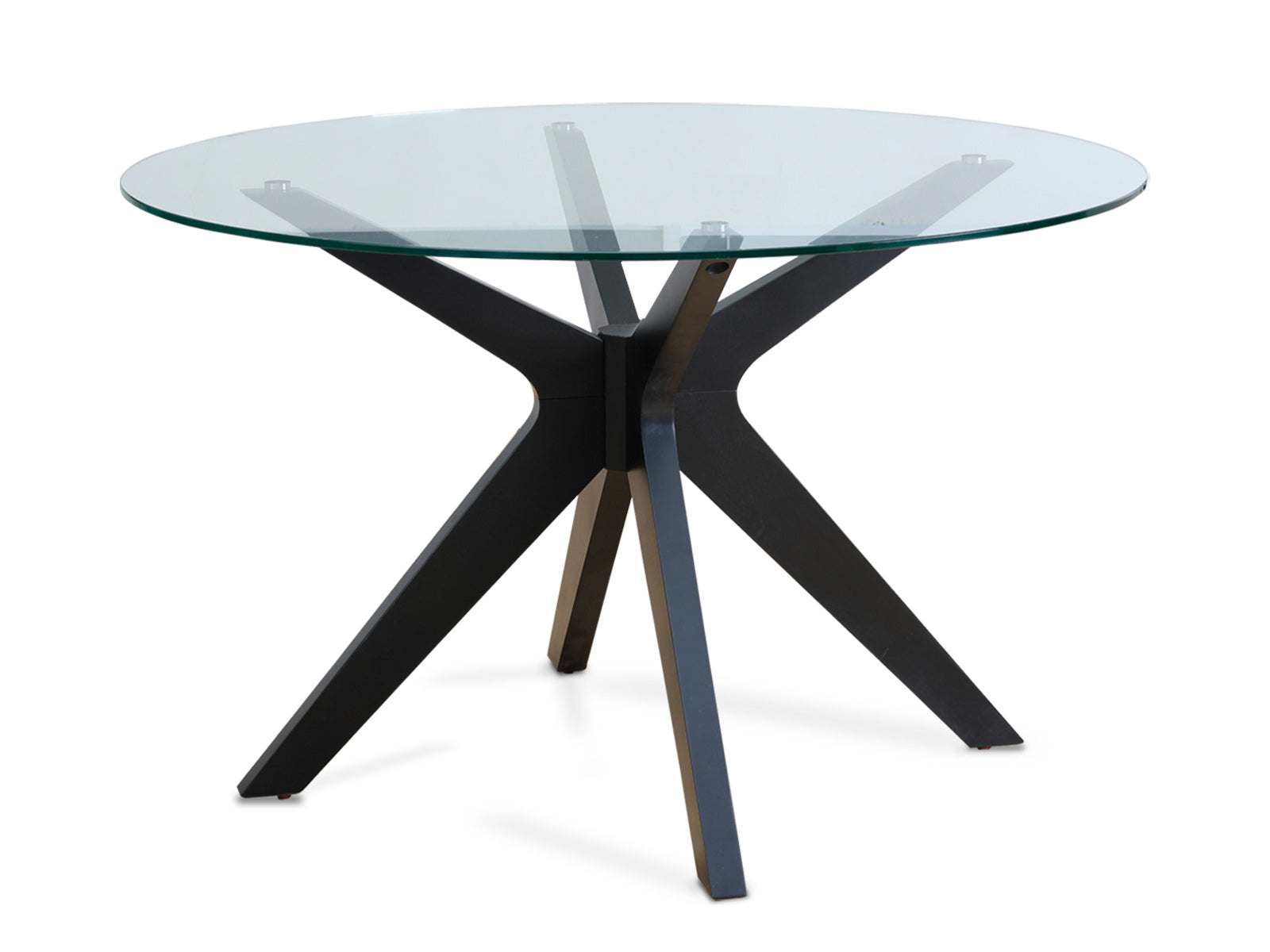 Mesa Comedor Circular Bacoli Vidrio Patas Negras