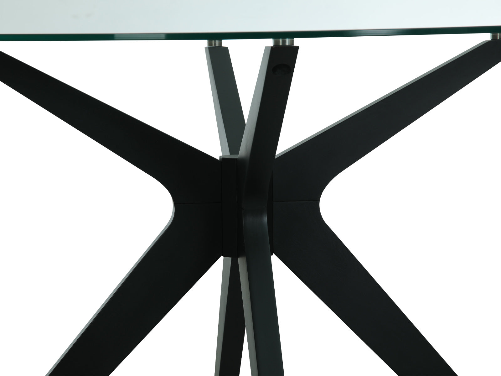 Mesa Comedor Circular Bacoli Vidrio Patas Negras