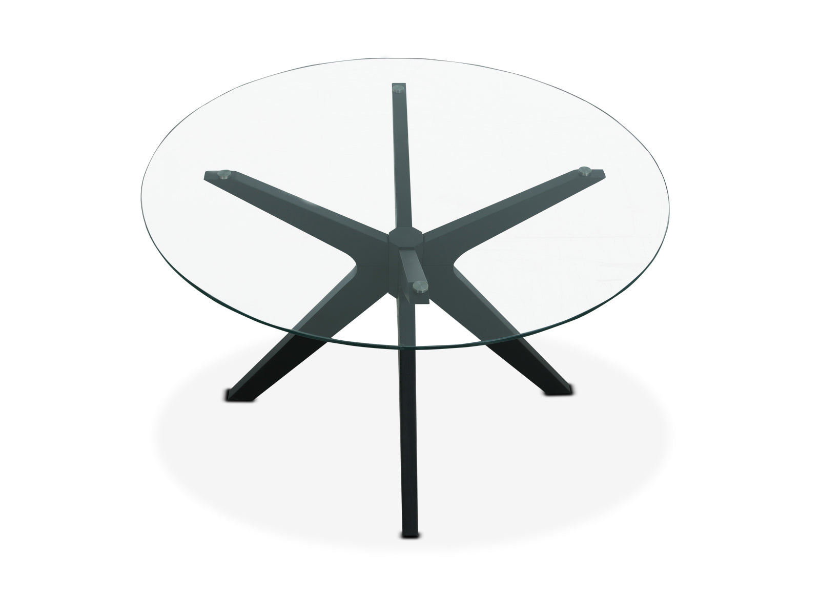 Mesa Comedor Circular Bacoli Vidrio Patas Negras