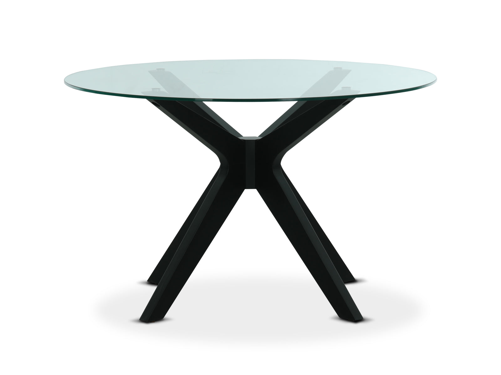 Mesa Comedor Circular Bacoli Vidrio Patas Negras