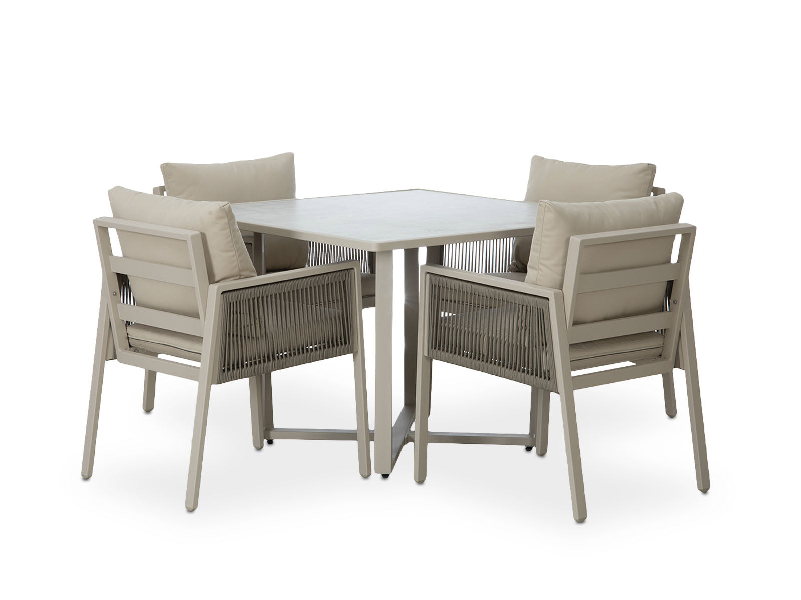 Mesa Comedor Outdoor Alin Cuadrada + 4 Sillas