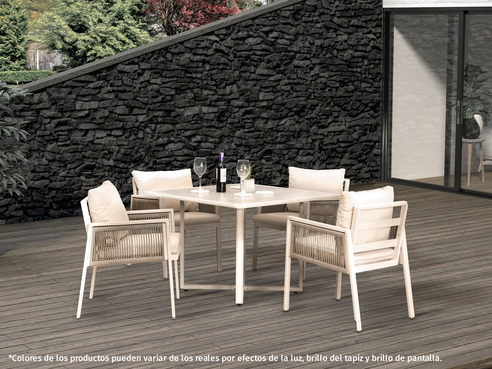 Mesa Comedor Outdoor Alin Cuadrada + 4 Sillas