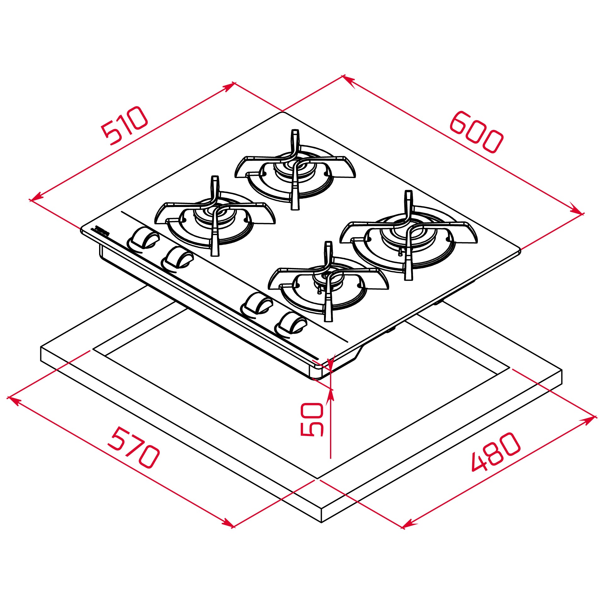 Encimera Cristal Gas GBC 64000 KBB Teka