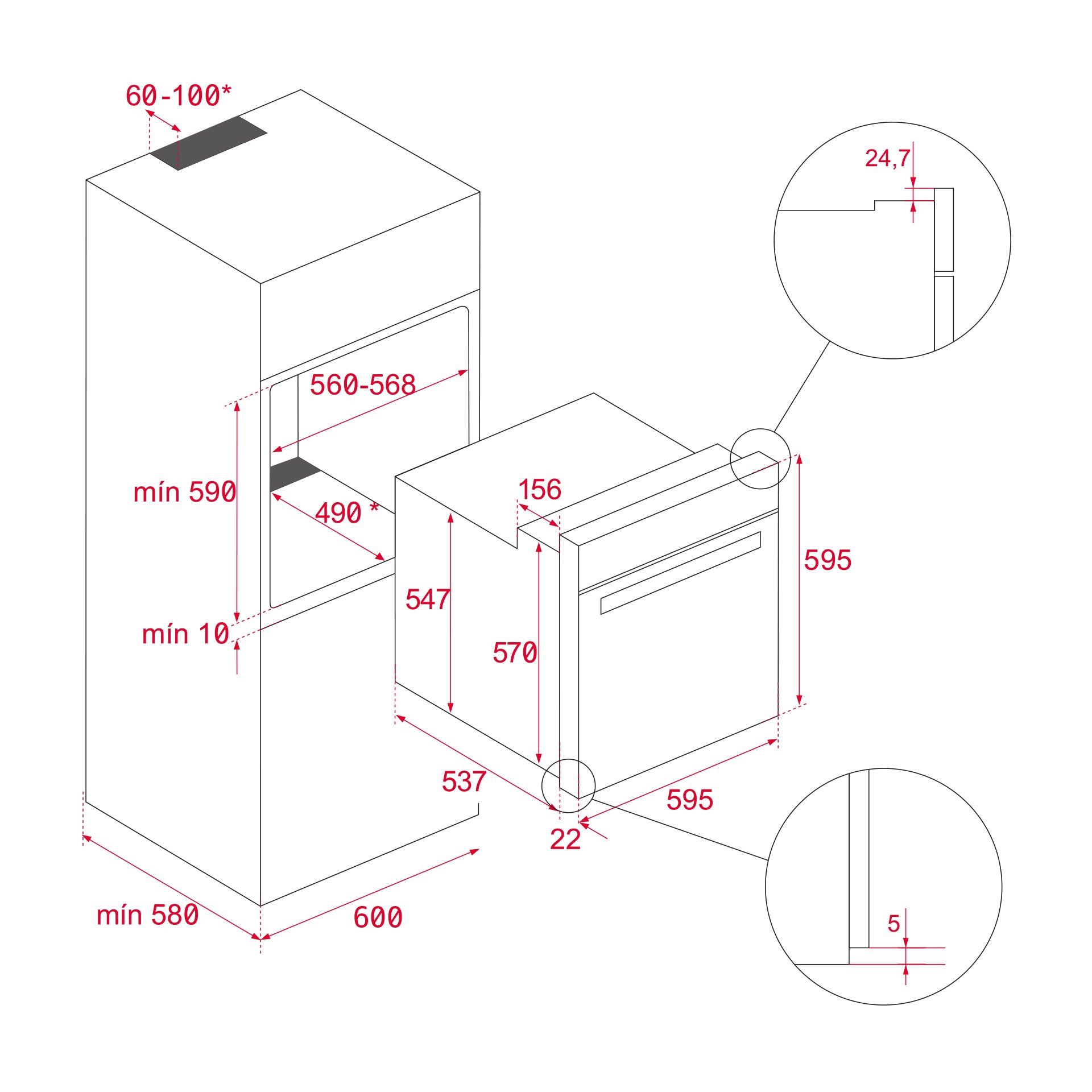 Horno Eléctrico Freidora de Aire Empotrable 60cm Teka 11 Funciones HLB 8416  AIRFRY