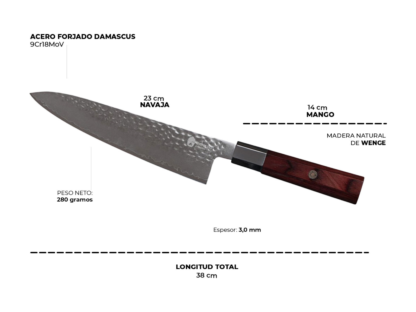 Cuchillo Damasco Kamado Andino