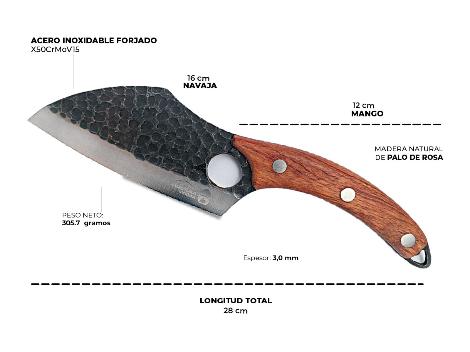 Cuchillo Acero Inoxidable Grill Kamado Andino