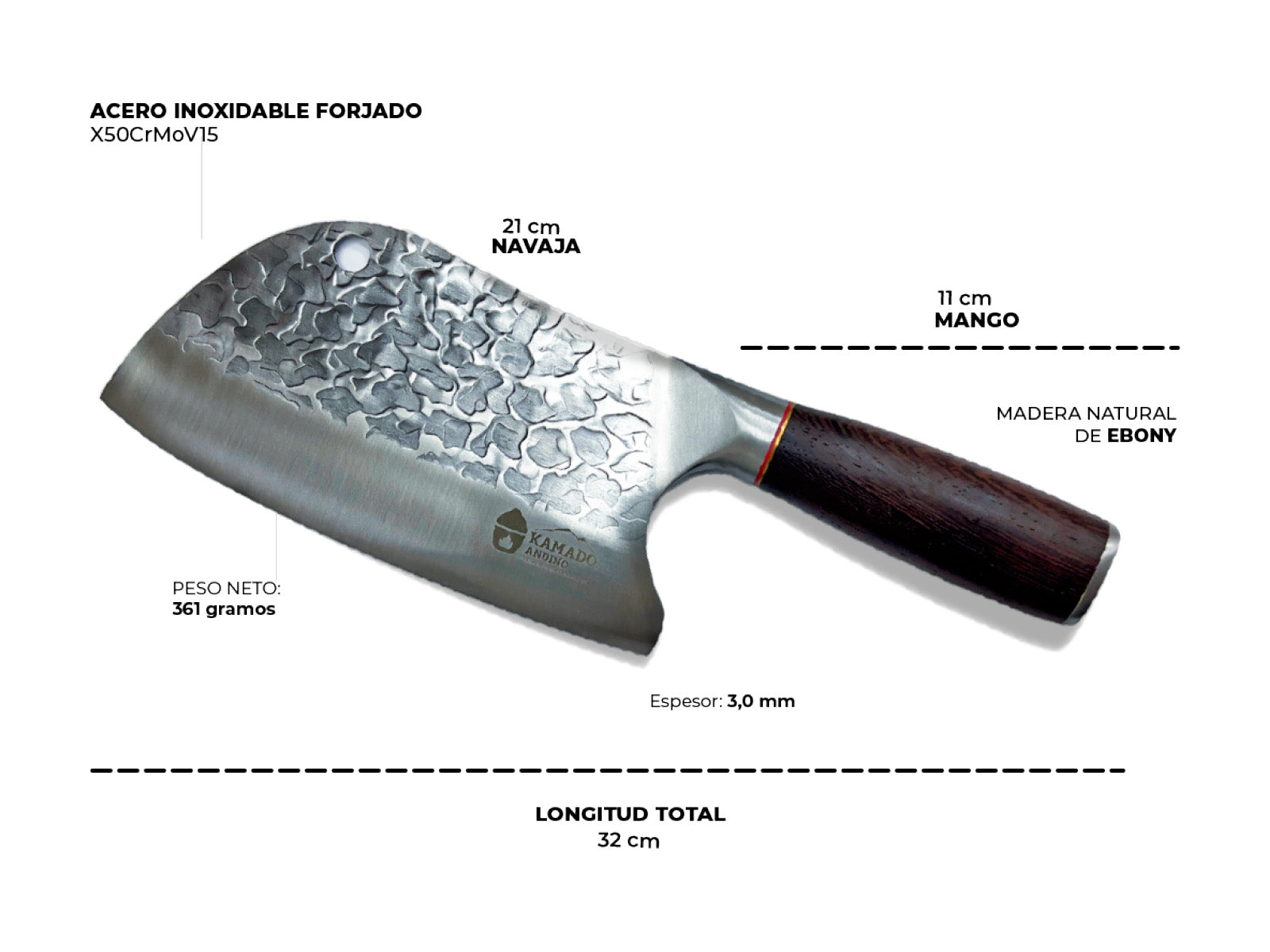 Cuchillo Taquero Kamado Andino