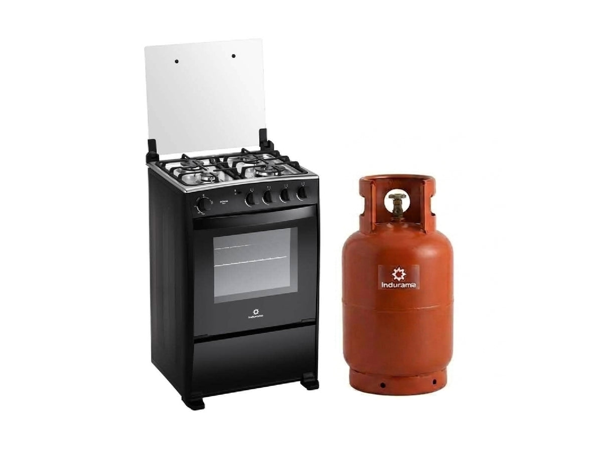 Cocina a Gas Mérida Black Quarzo 4 Quemadores Indurama + Cilindro Gas