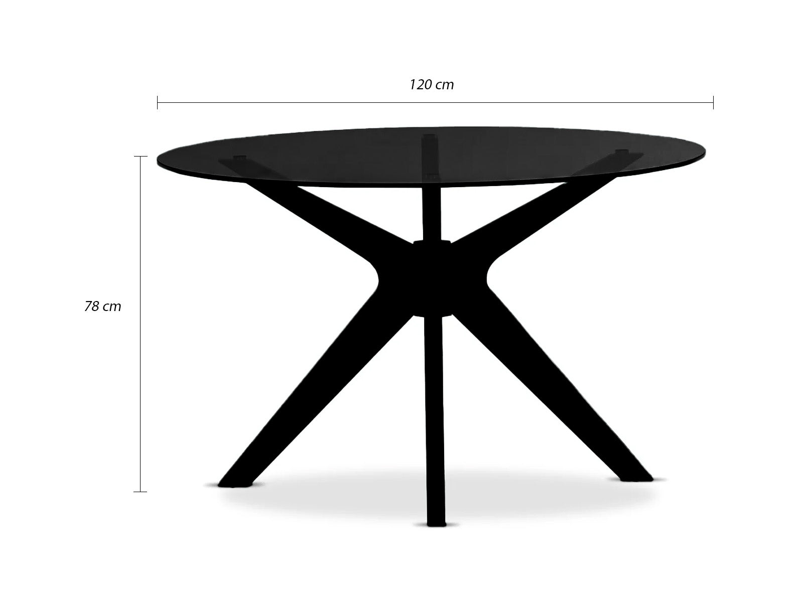 Mesa Comedor Circular Bacoli Vidrio Patas Negras