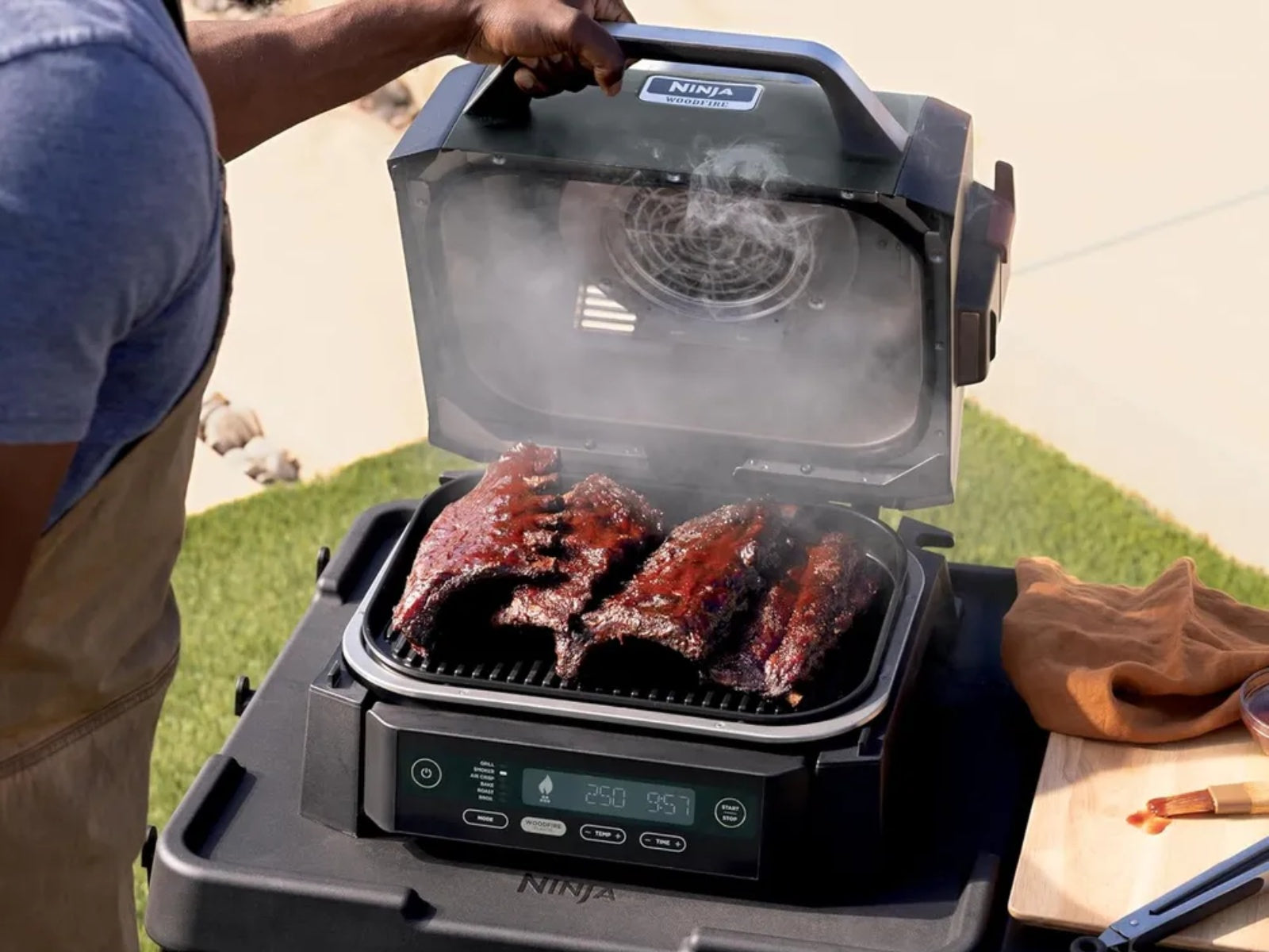 Parrilla Ahumador BBQ y Freidora de Aire Eléctrica Ninja