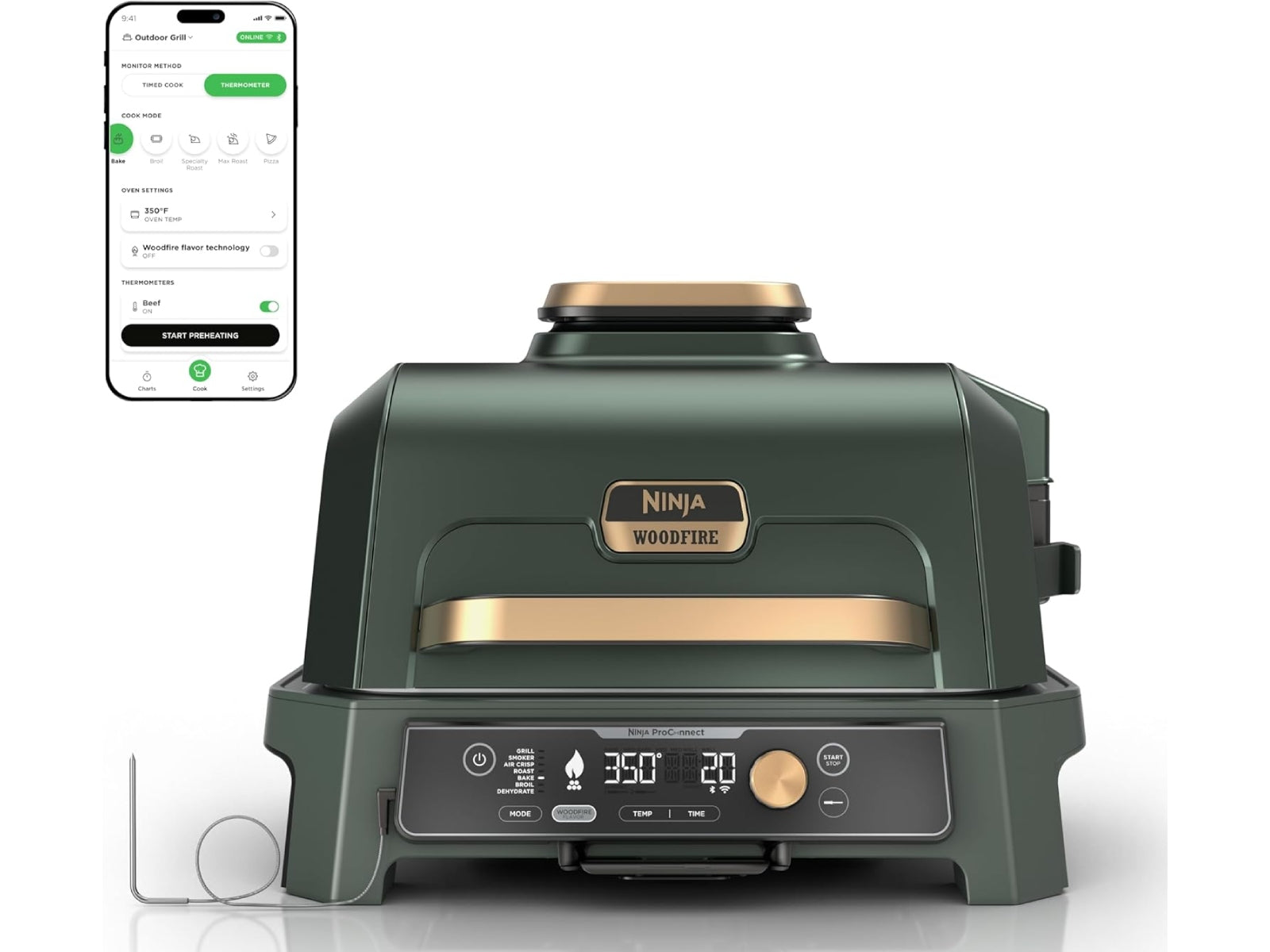 Grill Ahumador de Exterior Ninja #Color_VerdeDorado