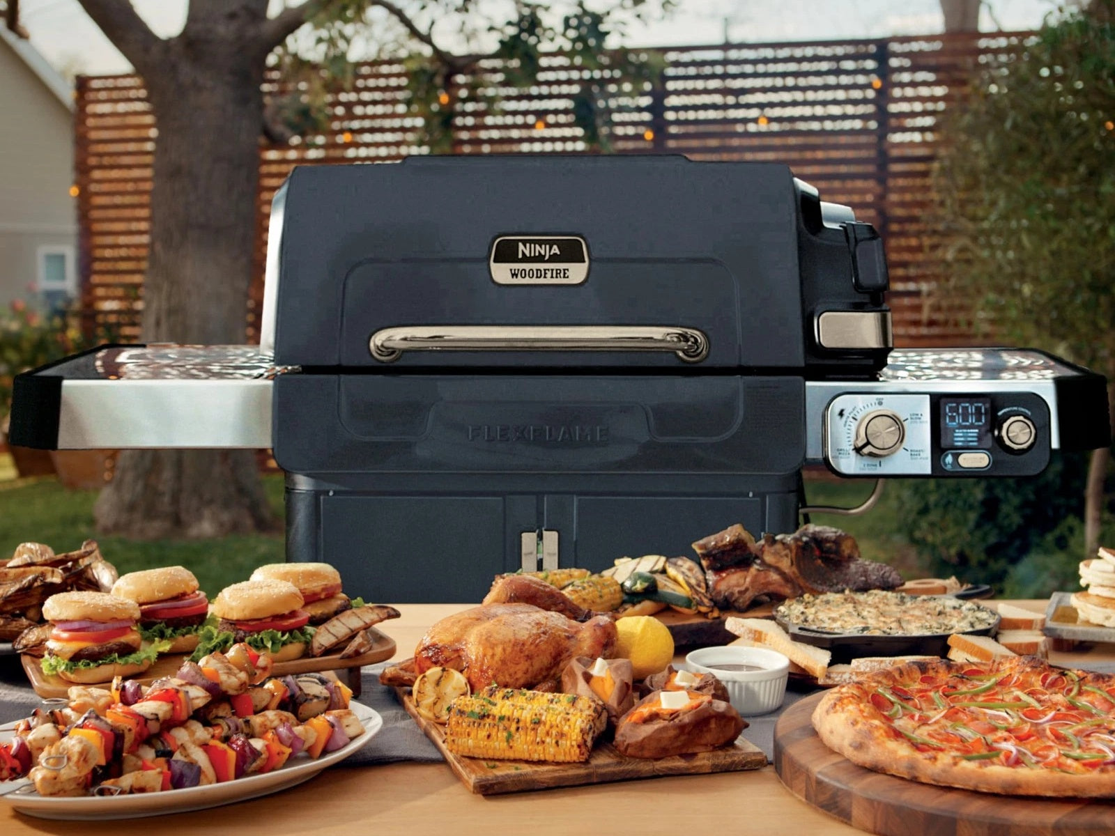 Parrilla Eléctrica Híbrida FlexFlame 5 en 1 para Exteriores Ninja #Color_Azul