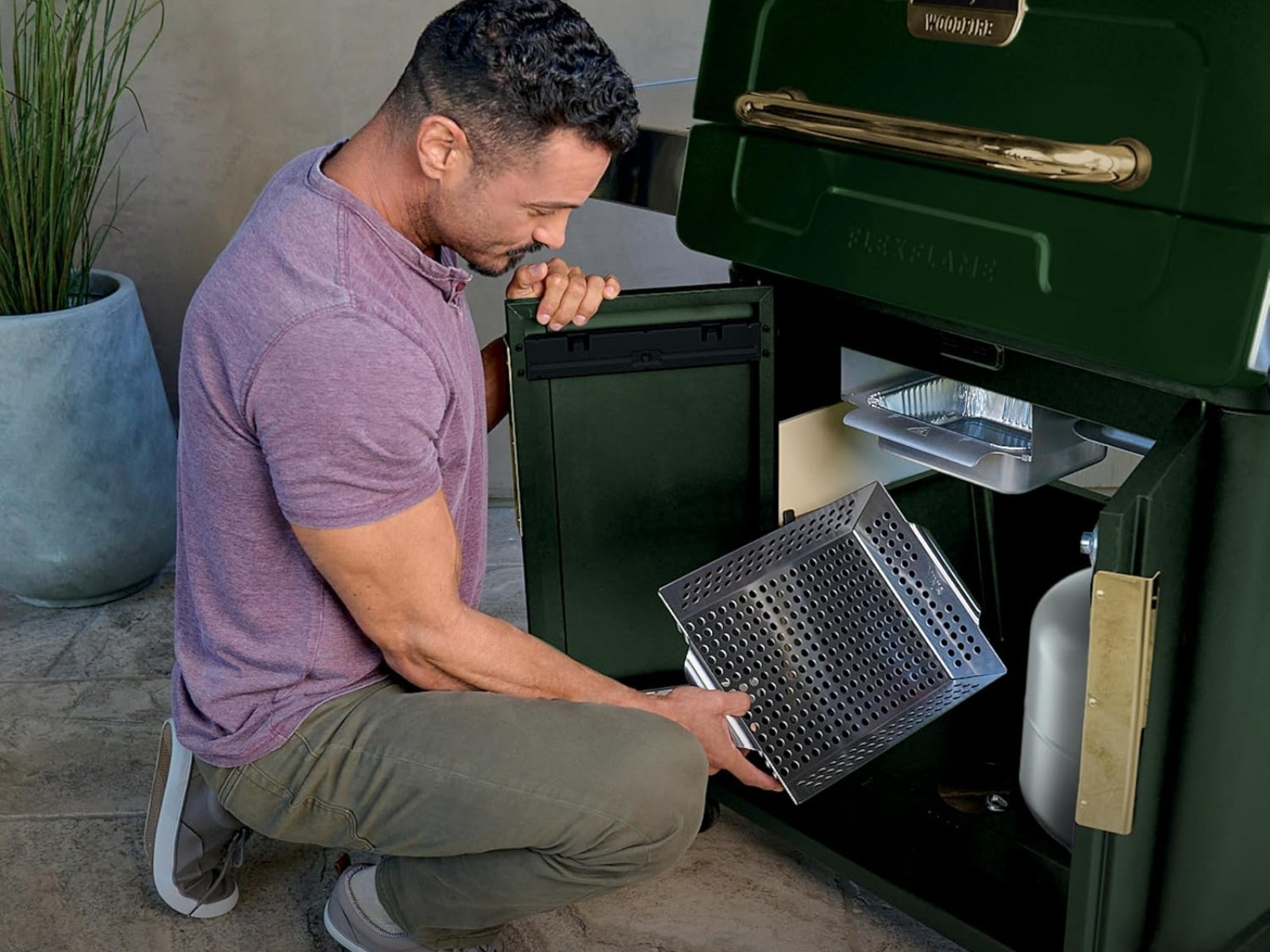 Parrilla Eléctrica Híbrida FlexFlame 5 en 1 para Exteriores Ninja #Color_Verde