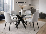 Mesa Comedor Circular Bacoli Vidrio Patas Negras
