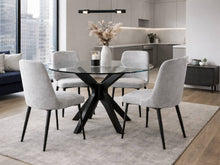 Mesa Comedor Circular Bacoli Vidrio Patas Negras