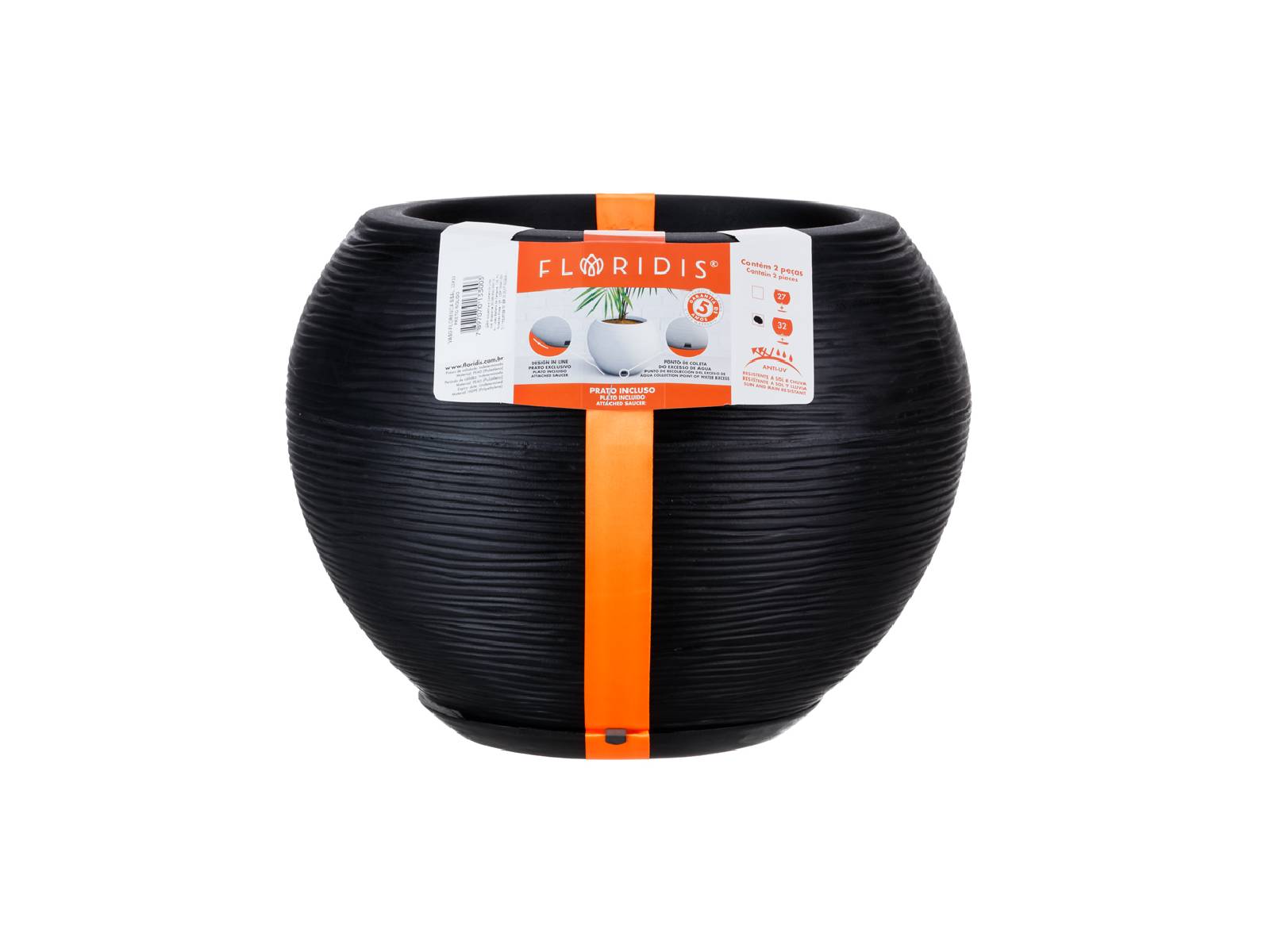 Maceta Florencia Sisal 32 x 32 cm C/Negro Floridis