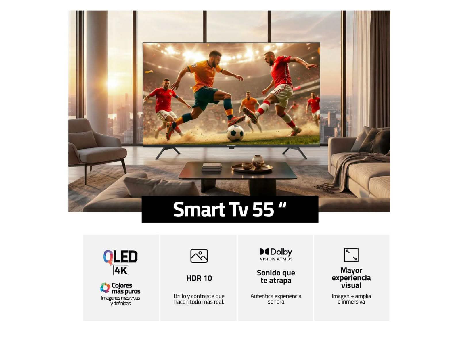 Televisor 55" QLED UHD 4k Google Tv | Indurama