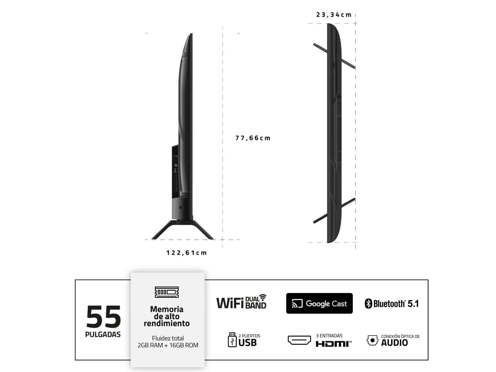 Televisor 55" QLED UHD 4k Google Tv | Indurama