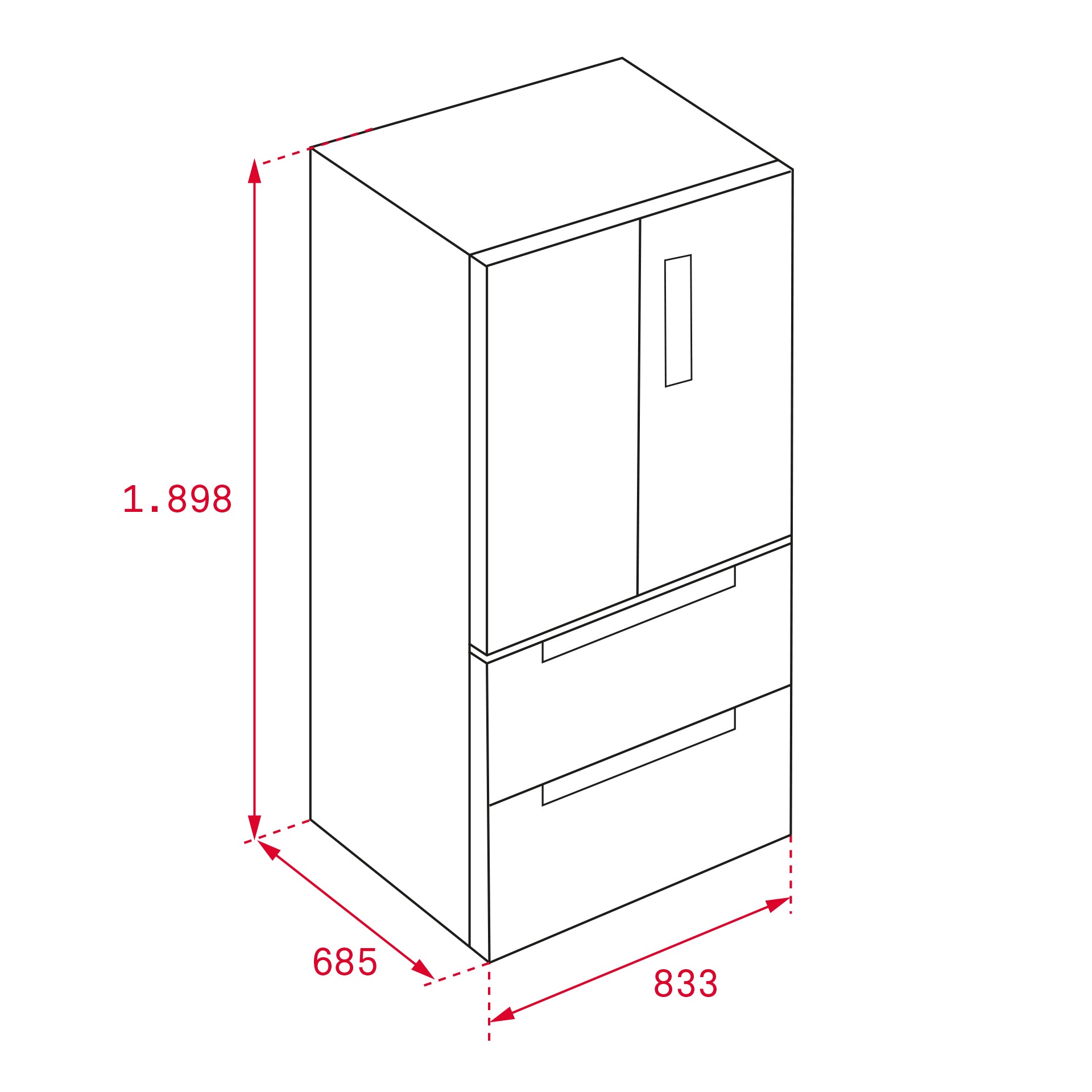 Refrigeradora French Door Cristal Frontal Negrorfd 77820 GBK Teka