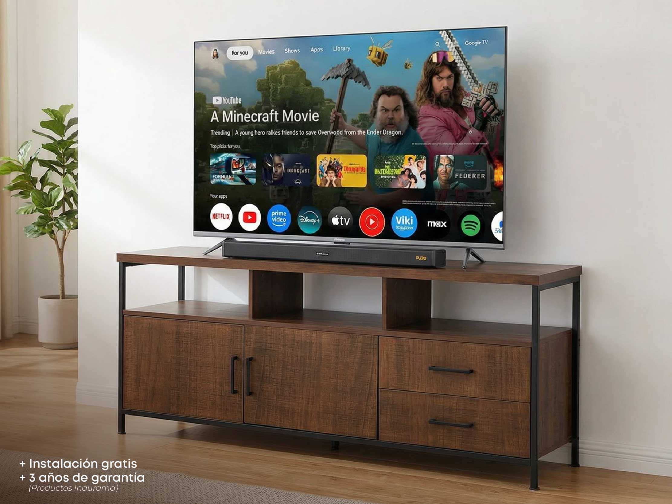 Centro de Entretenimiento Sute + Combo Tv Indurama 65'