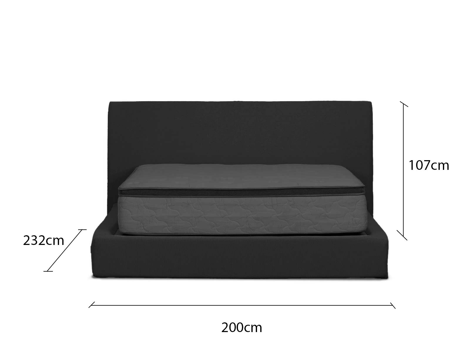 Cama Anny Greige + Colchon Dreamy Plus