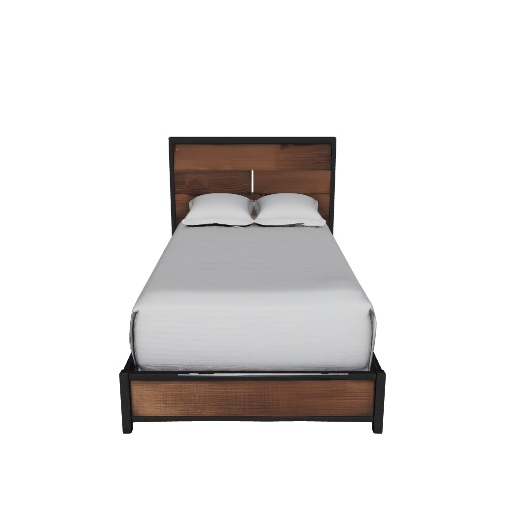 Cama Calabria Honey Wash-Negro #Tamaño_Twin/1.5plz