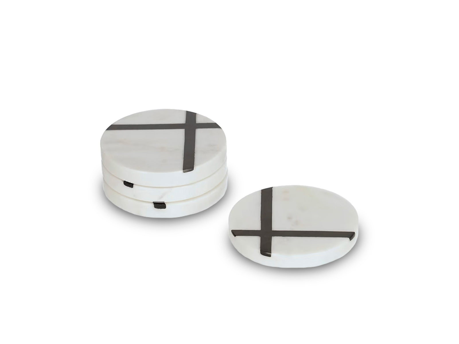 Set de 4 Posavasos Marmol C/Blanco y Negro